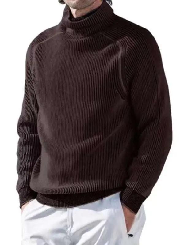 Elevate Your Style: Men's High Collar Cozy Knitted Long Sleeve Top for Effortless Casual Chic - MENLL